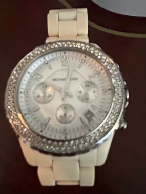 Michael Kors White and Silver Crystal Accent Women's Watch